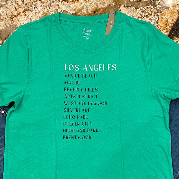 NWT J. Crew Green W/"Los Angeles" Graphic Crewneck T-Shirt - SIZE M - Picture 5 of 10
